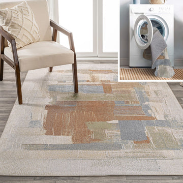 Weaver Abstract Coastal Watercolor Machine-washable Area Rug